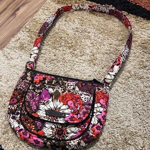 Vera Bradley Rosewood Pattern Lizzy Hipster Trimmed Crossbody Bag Designer NWT
